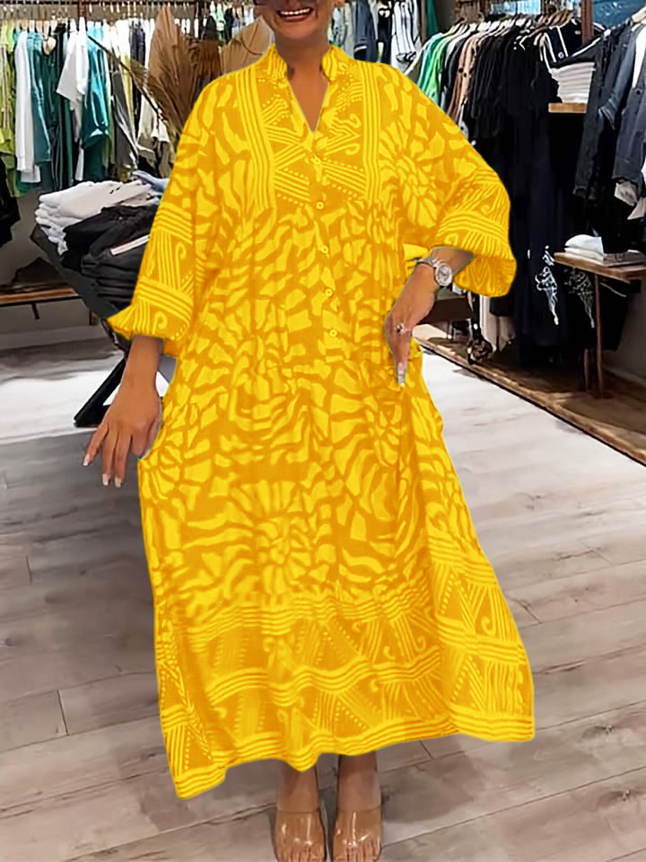 Amira - Women's V-neck Printed Loose Dress
