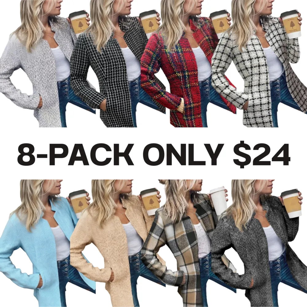 Women's Solid Color Pocket Long Sleeve Open Front Coat