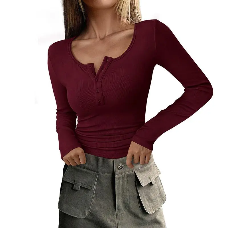 Women's Long Sleeve Henley Shirt