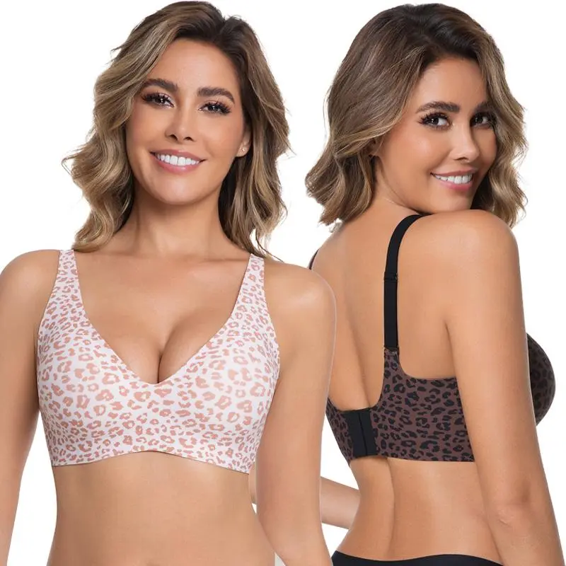 Women’s Everyday Seamless Wireless Bra – Push Up Deep V Bralette