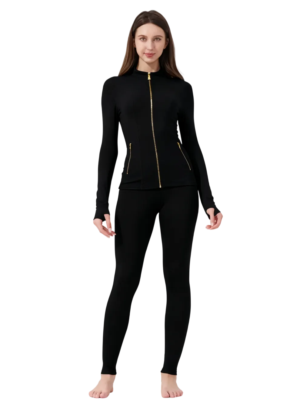 Women's Jacket & Yoga Pants Set with Thumbholes