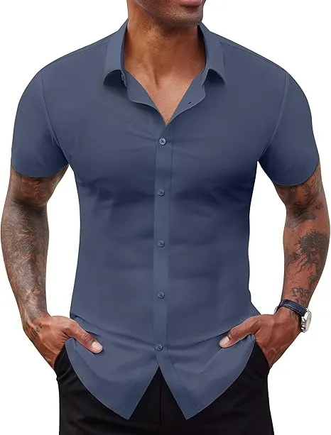 Men’s Short Sleeve Stretch Dress Shirt
