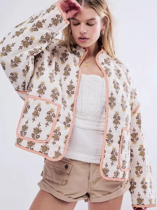 Women's Ditsy Floral Print Drop Shoulder Coat