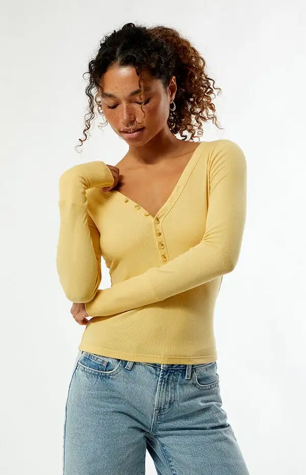 Women’s Long Sleeve Henley Top
