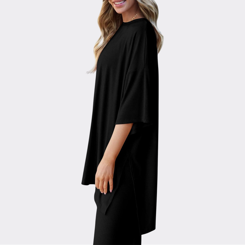 Women's 2 Piece Outfits Casual Short Sleeve Pullover Tops and Wide Leg Pants Lounge Sets Tracksuits