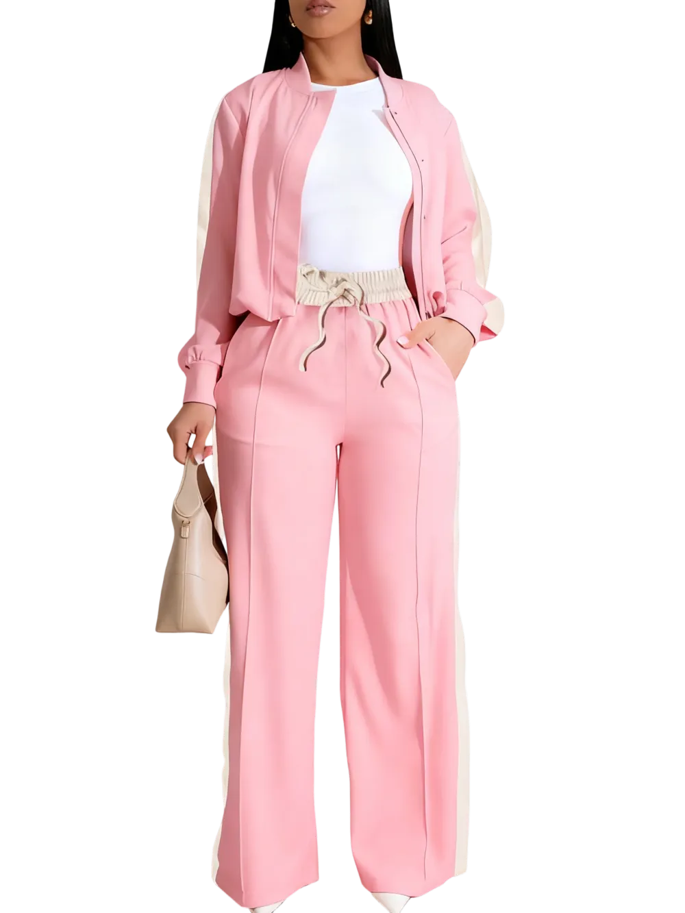 🔥Last Day Promotion🔥Women's Patchwork Top & Wide Leg Pants Set