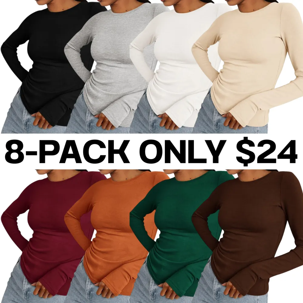 🔥Last Day 95% OFF🔥Women's Slim Fit Long Sleeve Crew Neck Top