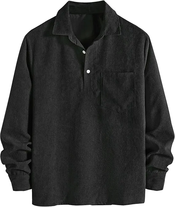 🔥 Best Price Today Only🔥Men's Plain Pocket Half Button Corduroy Shirt – Grab Yours Now! ⏰