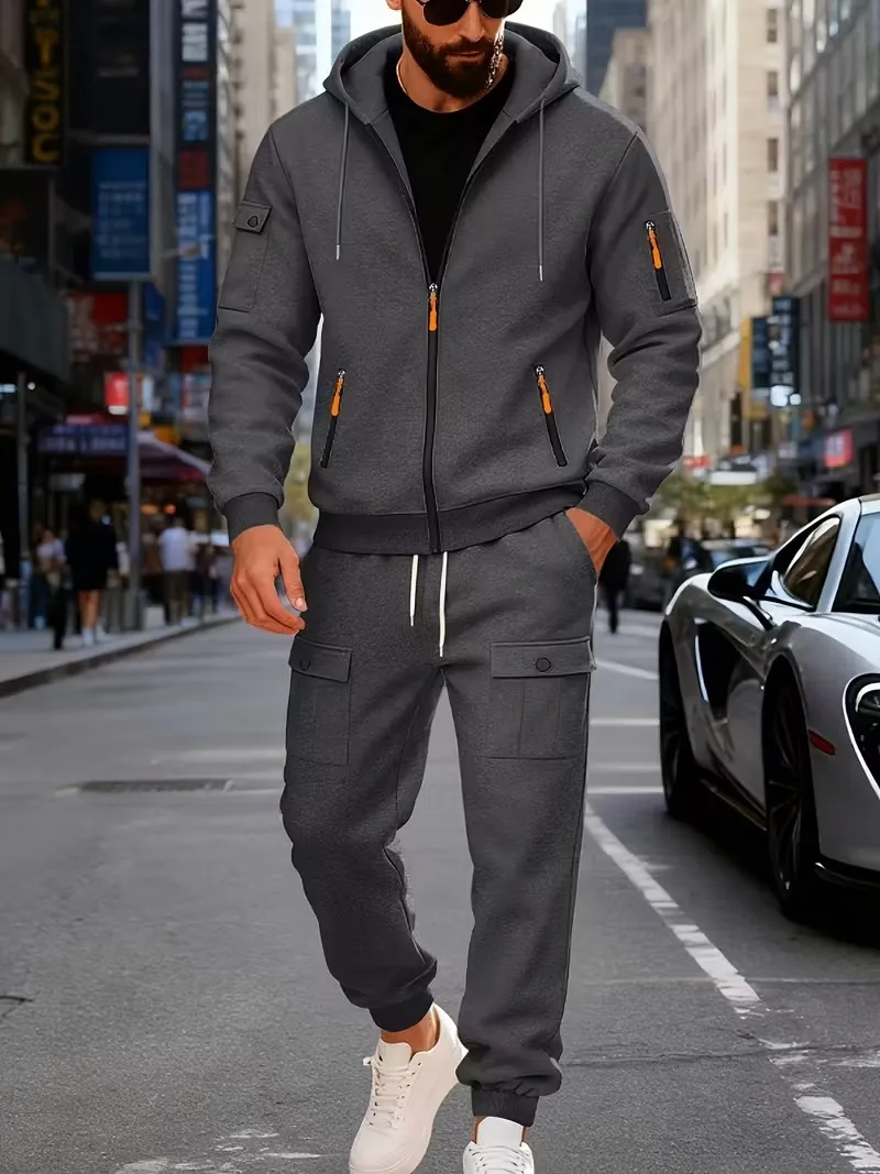 🔥Clearance sale!Men's Winter Fleece-Lined loose Casual Workwear Outfit with Multi-Pocket Jacket & Pants