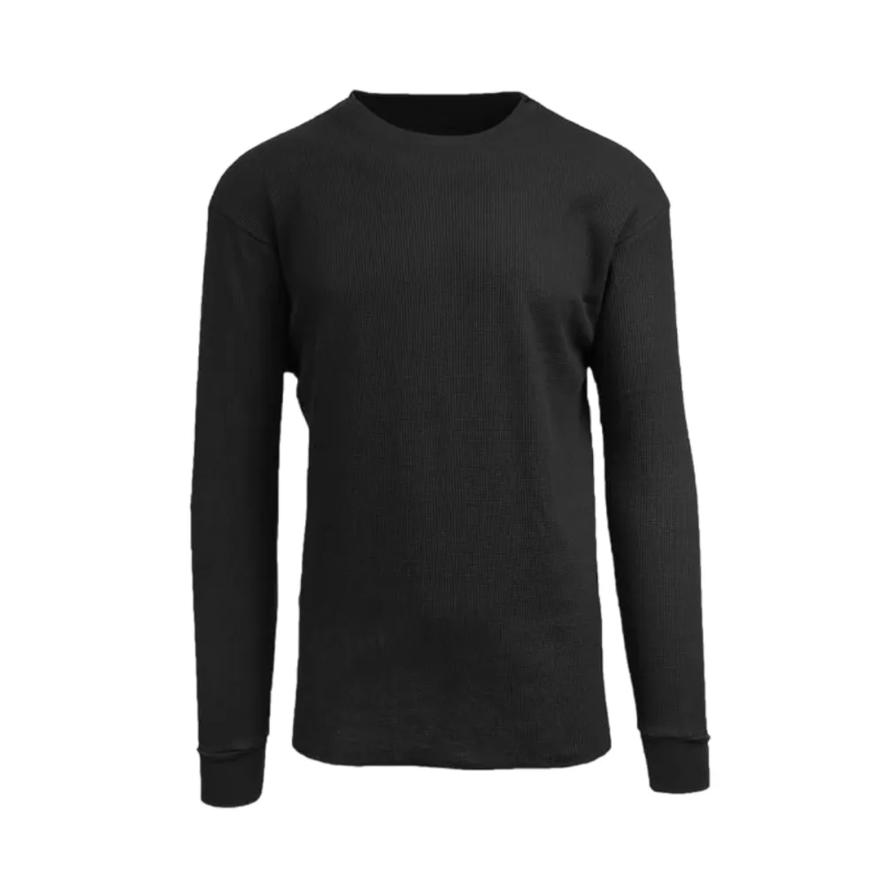 Men's Waffle-Knit Long Sleeve Crew Neck Shirts