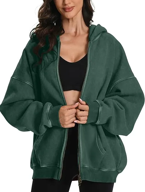 Women’s Washed Heavyweight Double Zipper Hoodie
