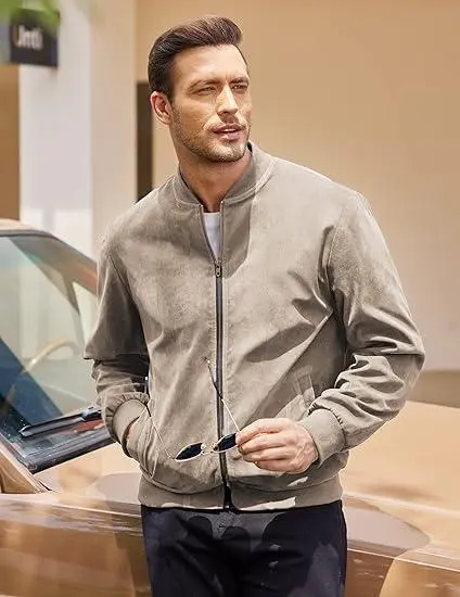 Men's Suede-Trimmed Stretch Jacket