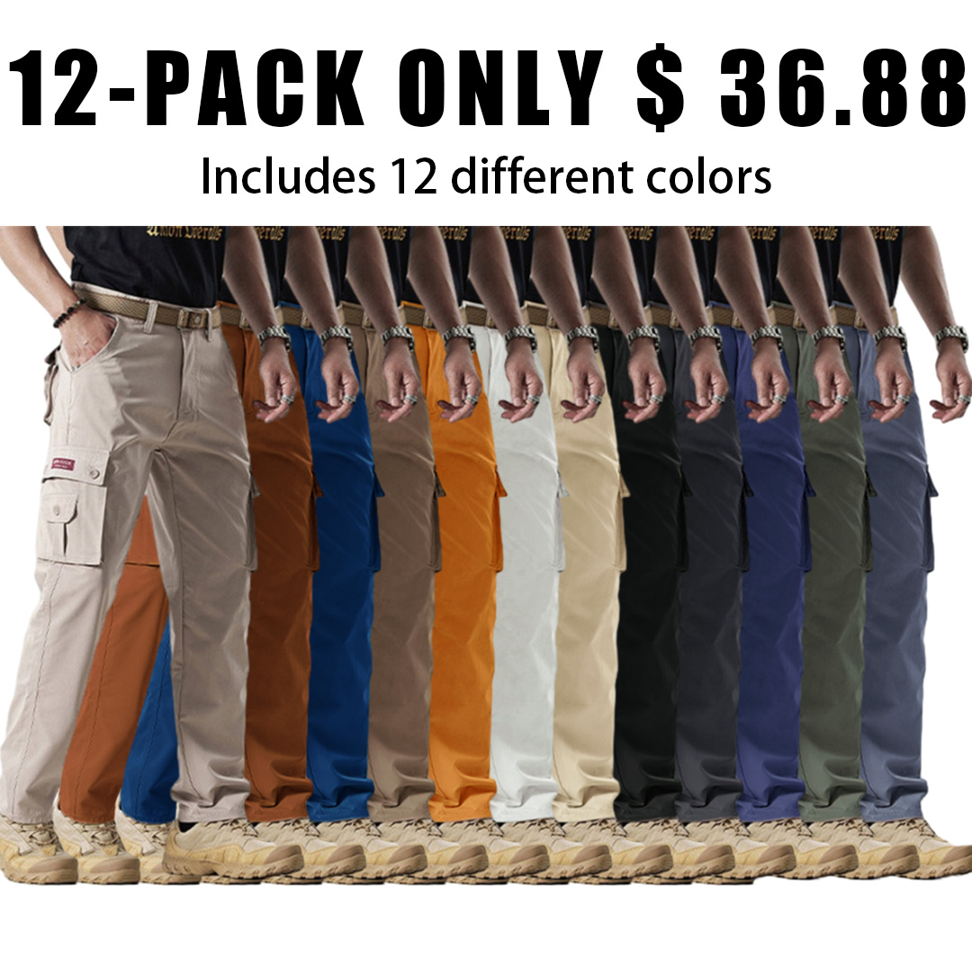 2025 Hot Sale-Men's Solid Color Patched Zipper Fly Cargo Pants