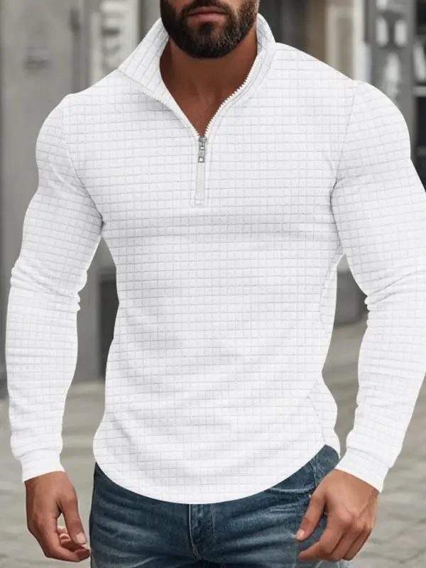 Men's Regular Fit Plain Half Zip Up Sweatshirt