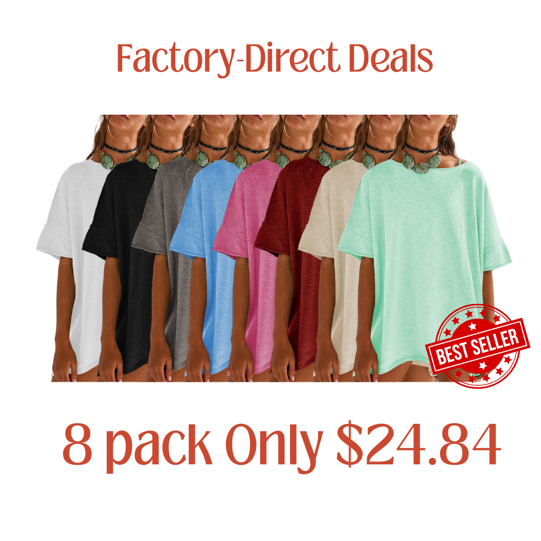 💝Women's Oversized T Shirts Side Slit Hem Blouse Tunic Tops