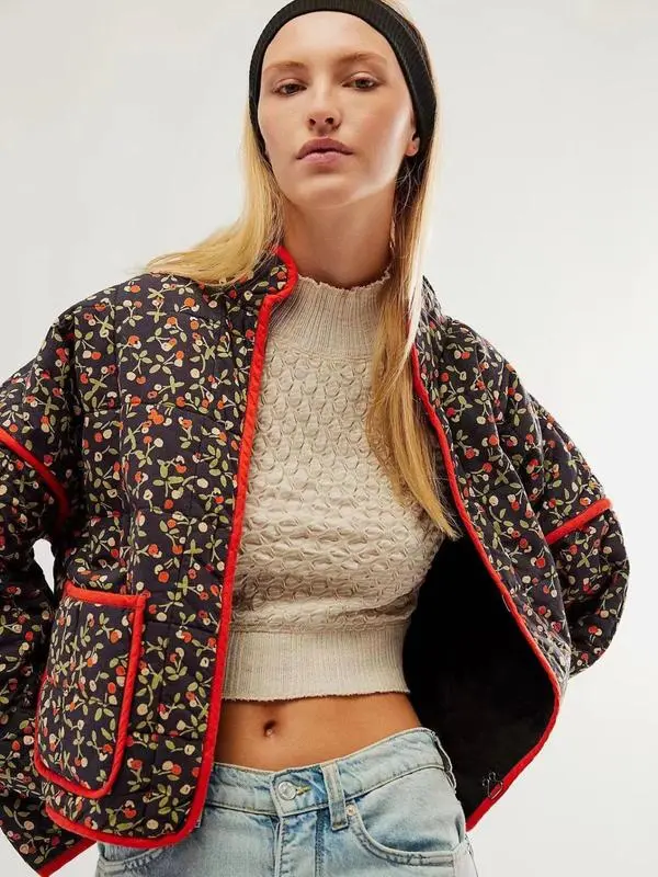 Women's Ditsy Floral Print Drop Shoulder Coat