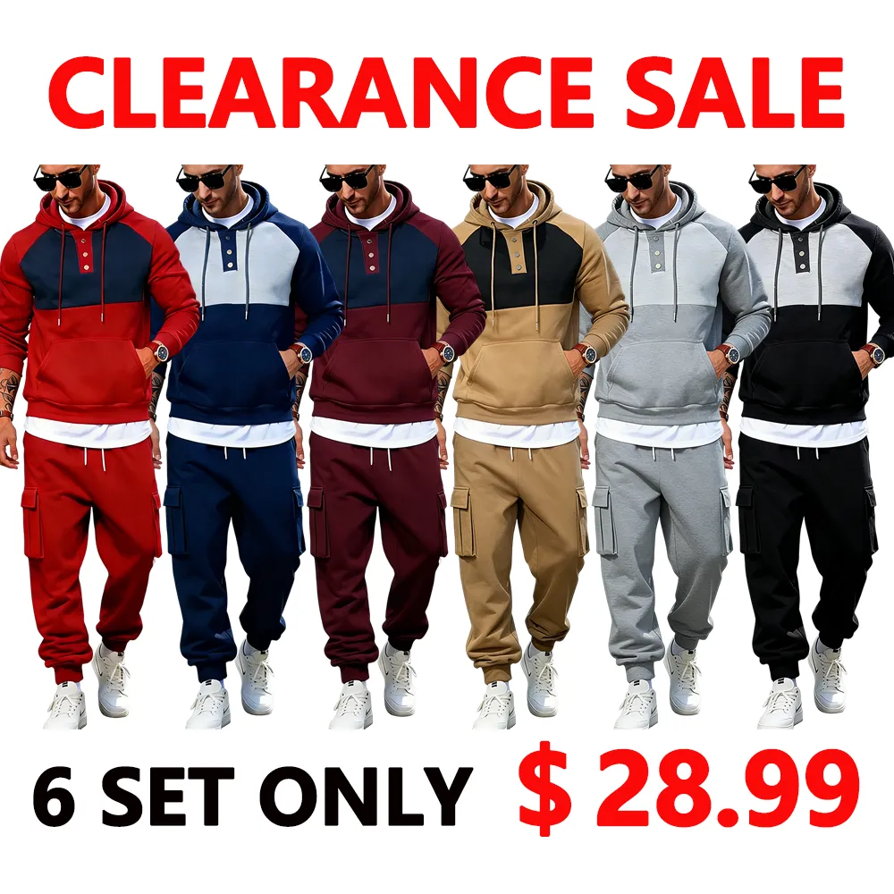 🔥Clearance sale!Men's Winter Fleece-Lined loose Casual Workwear Outfit with Multi-Pocket Jacket & Pants