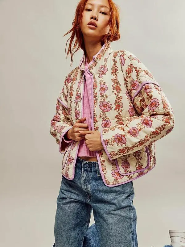 Women's Ditsy Floral Print Drop Shoulder Coat