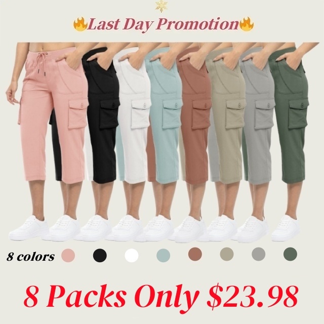 💝Last Day Promotion-⏰Women’s Cargo Capri Lightweight Hiking Pants 6 Pockets Quick Dry Casual Outdoor Trip Loose Shorts