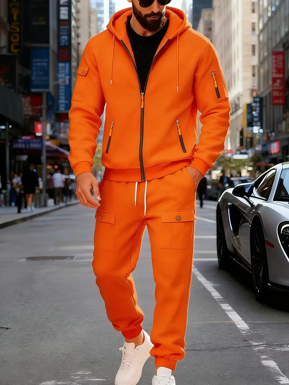 🔥Clearance sale!Men's Winter Fleece-Lined loose Casual Workwear Outfit with Multi-Pocket Jacket & Pants