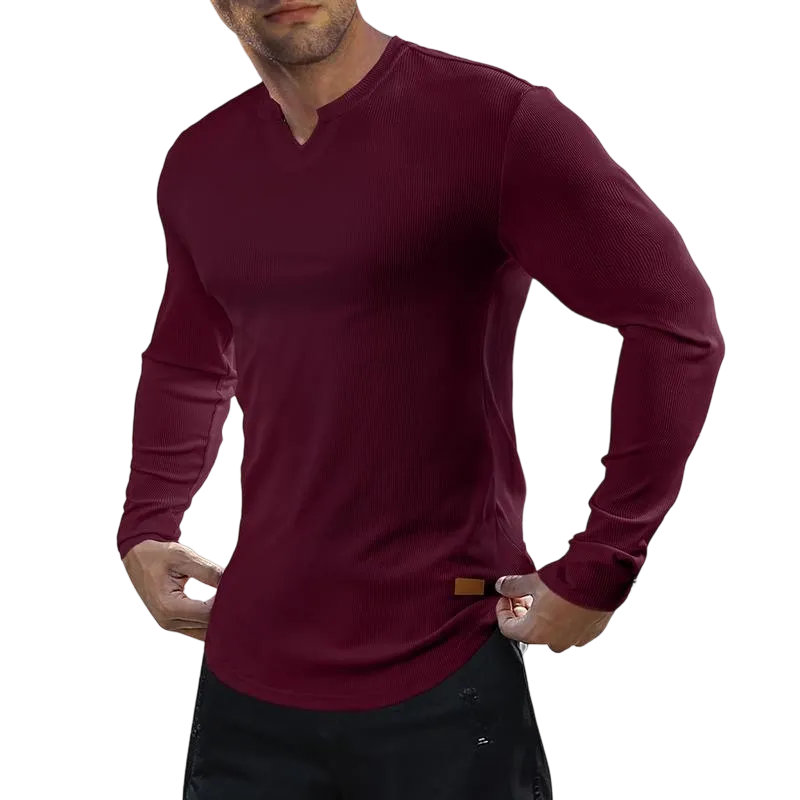 Men's V-Neck Long Sleeve Muscle Shirt