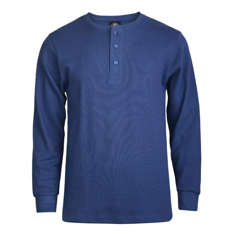 Men's Cotton Knit Henley Long Sleeve Shirt