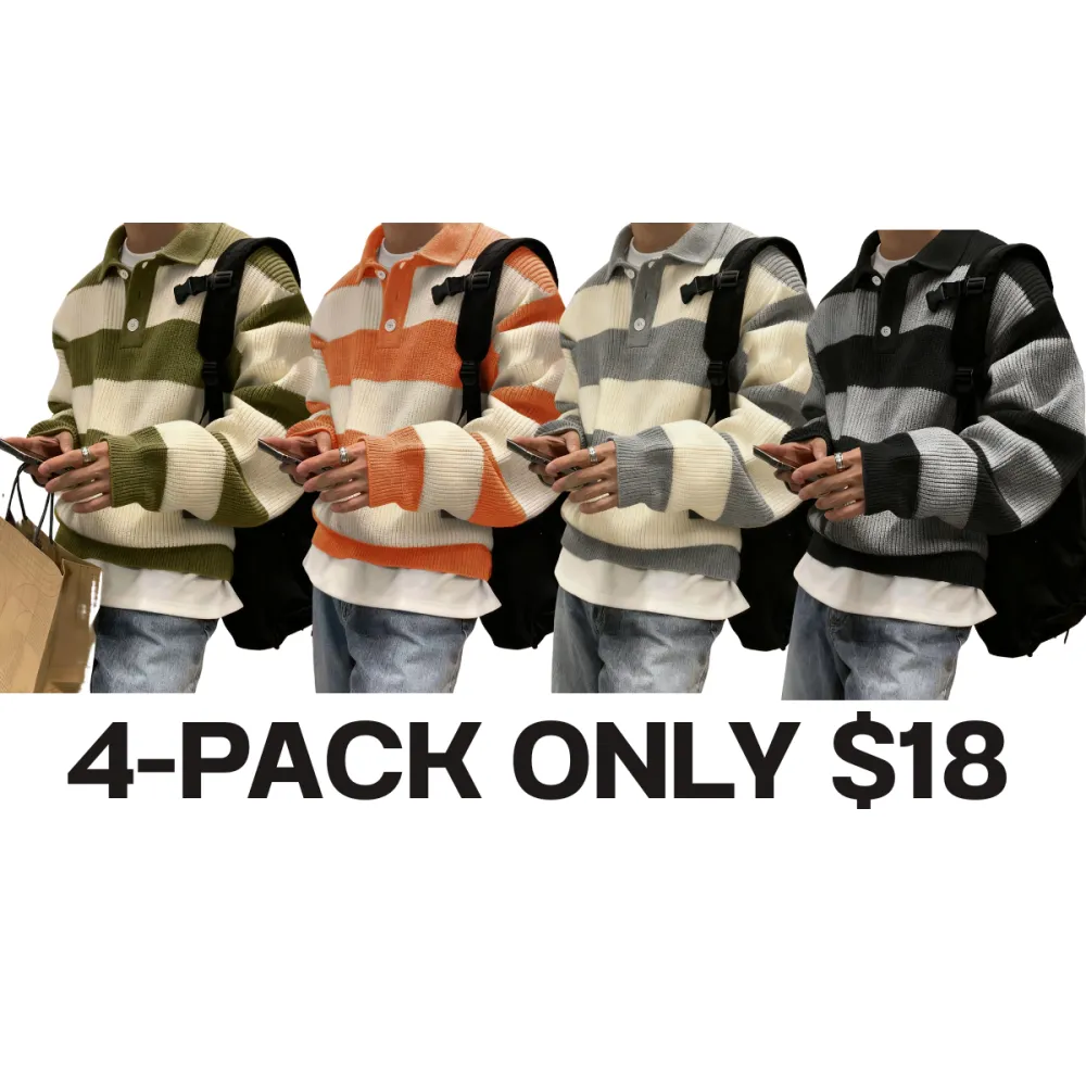 Men's Patchwork Print Half Button Sweater