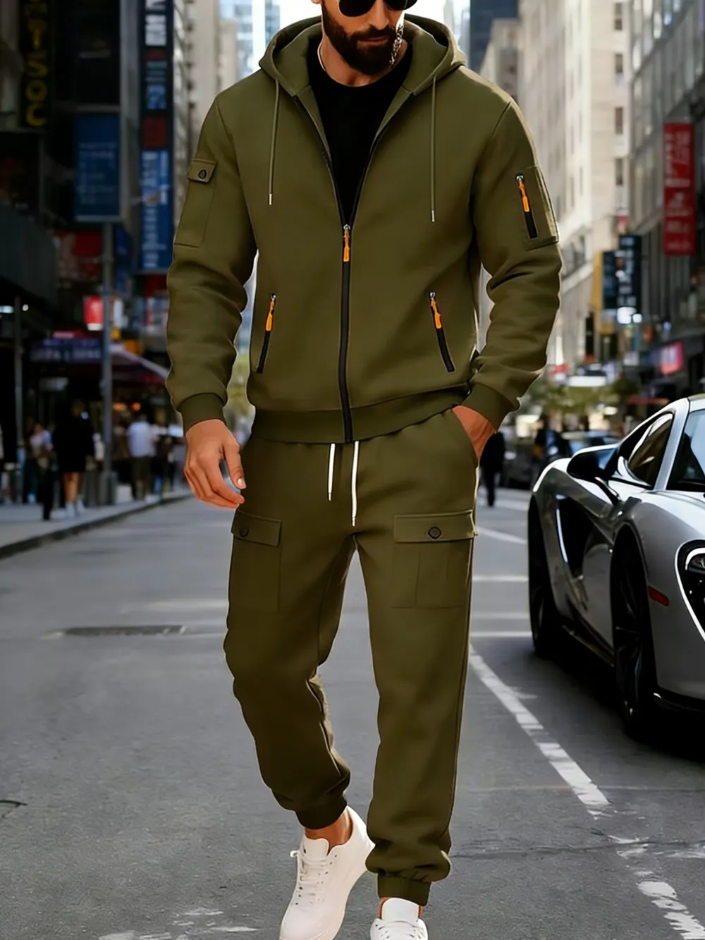 🔥Clearance sale!Men's Winter Fleece-Lined loose Casual Workwear Outfit with Multi-Pocket Jacket & Pants