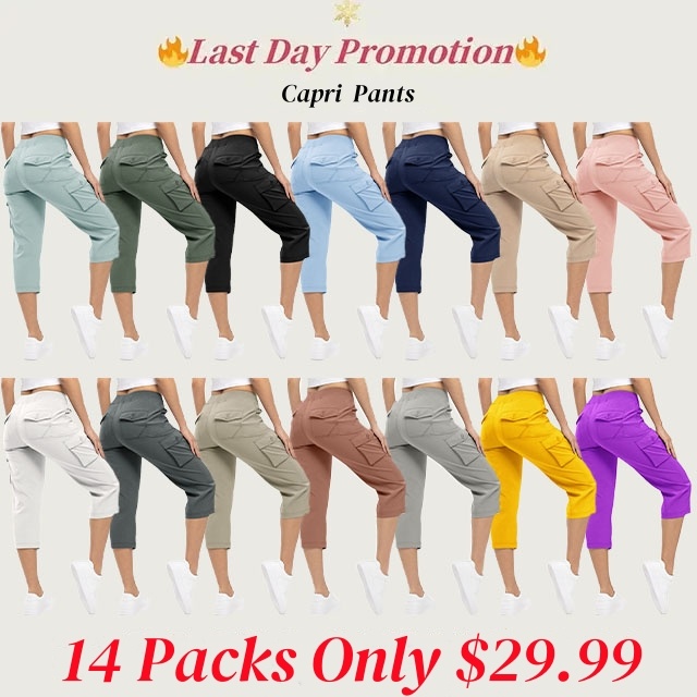 💝Last Day Promotion-⏰Women’s Cargo Capri Lightweight Hiking Pants 6 Pockets Quick Dry Casual Outdoor Trip Loose Shorts