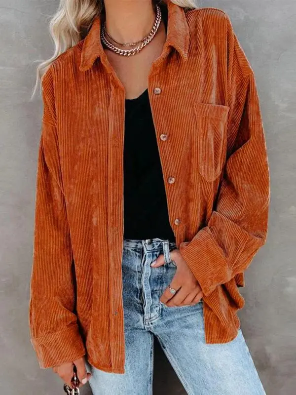 Women‘s Button Down Corduroy Shirt Jacket