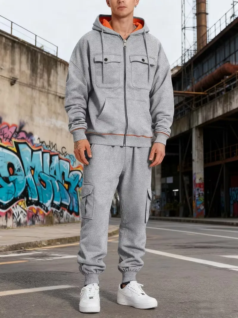 Clearance sale Men's sweatshirt with multiple pockets warm and stylish-Jacket & Pants