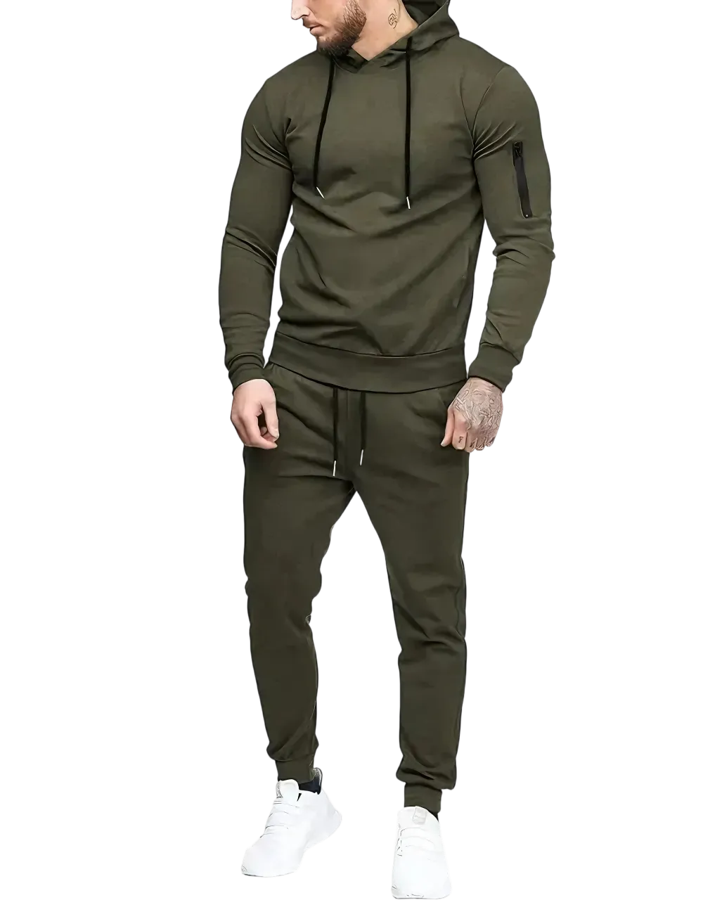 Clearance sale!Men’s Winter Fleece-Lined Set – Casual 2-Piece Hooded Running Sport Suit Sets-Pocket Jacket & Pants