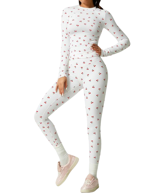 🔥Women’s High‐Elastic Patchwork Active Set – Long Sleeve Slim Fit & Compression Pants