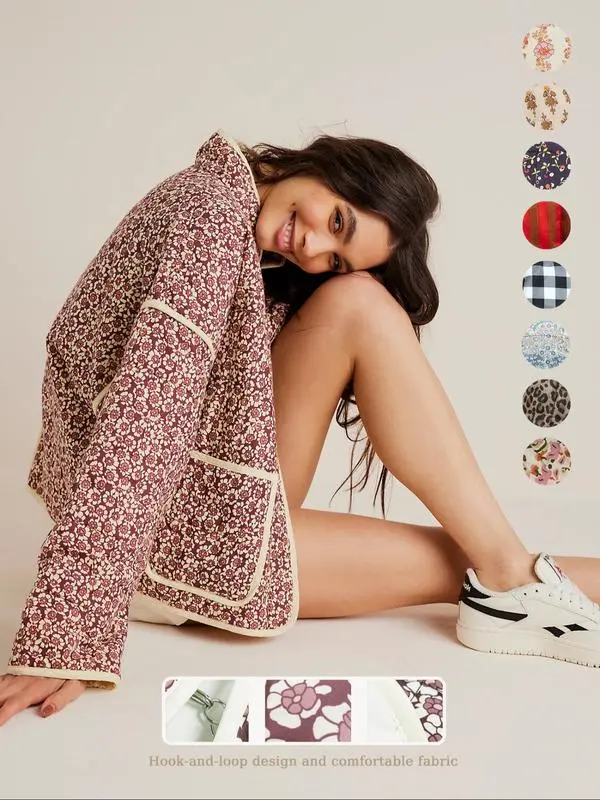 Women's Ditsy Floral Print Drop Shoulder Coat