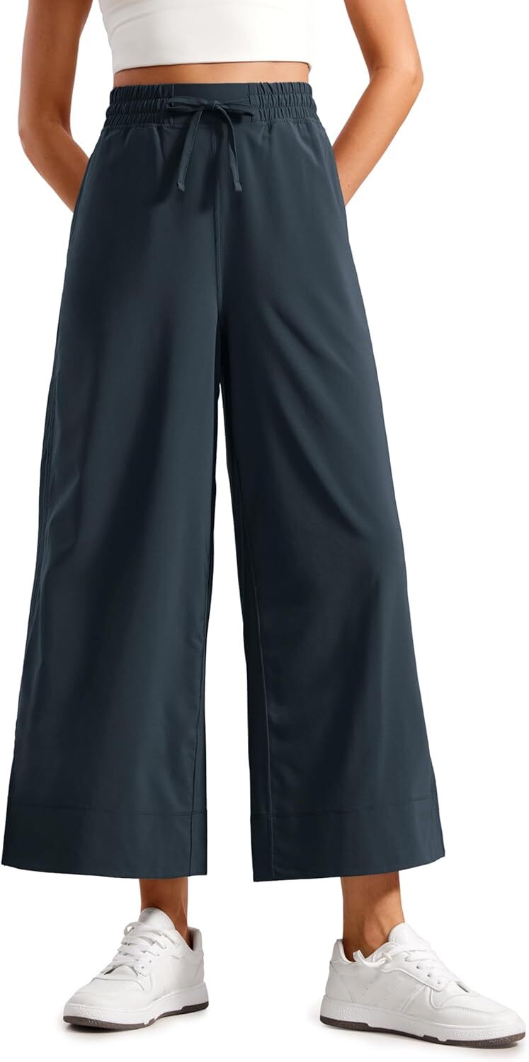 Lightweight Wide Leg Cropped Pants for Women 25