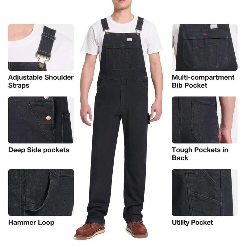 Men's Denim Overalls with Adjustable Straps