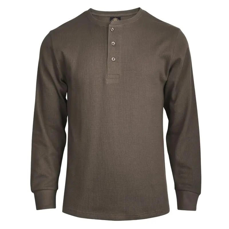Men's Cotton Knit Henley Long Sleeve Shirt