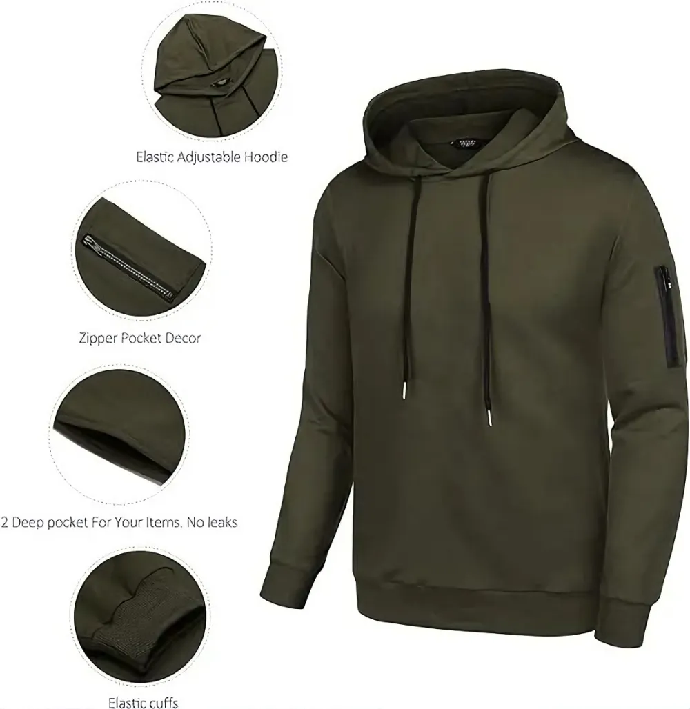 Clearance sale!Men’s Winter Fleece-Lined Set – Casual 2-Piece Hooded Running Sport Suit Sets-Pocket Jacket & Pants
