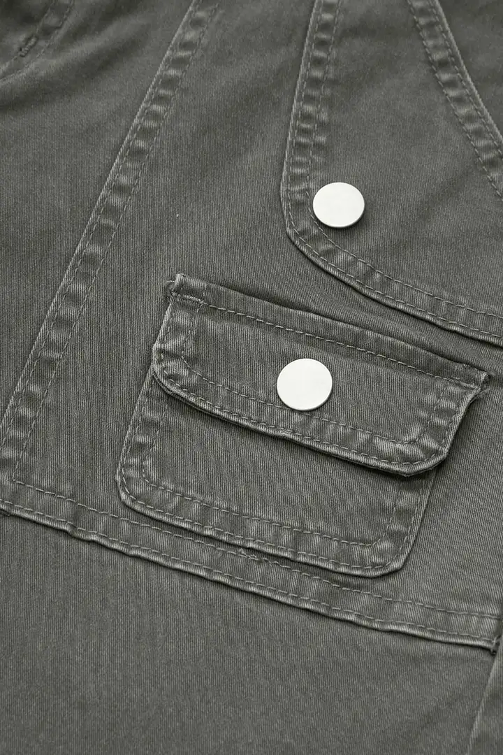 🔥Last Day Sale🔥Solid Stitch Detail Mid Waist Bermuda Shorts