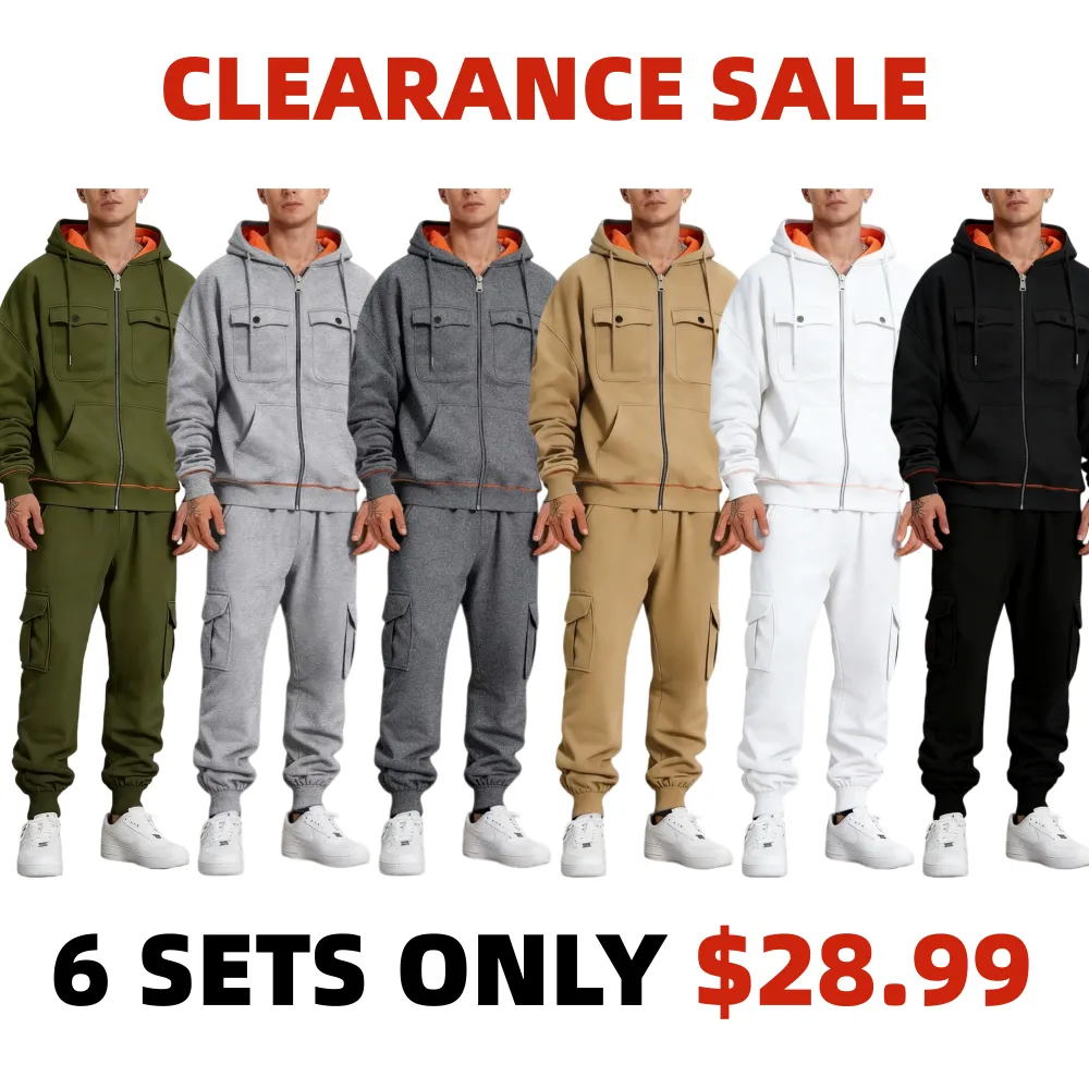 Clearance sale Men's sweatshirt with multiple pockets warm and stylish-Jacket & Pants