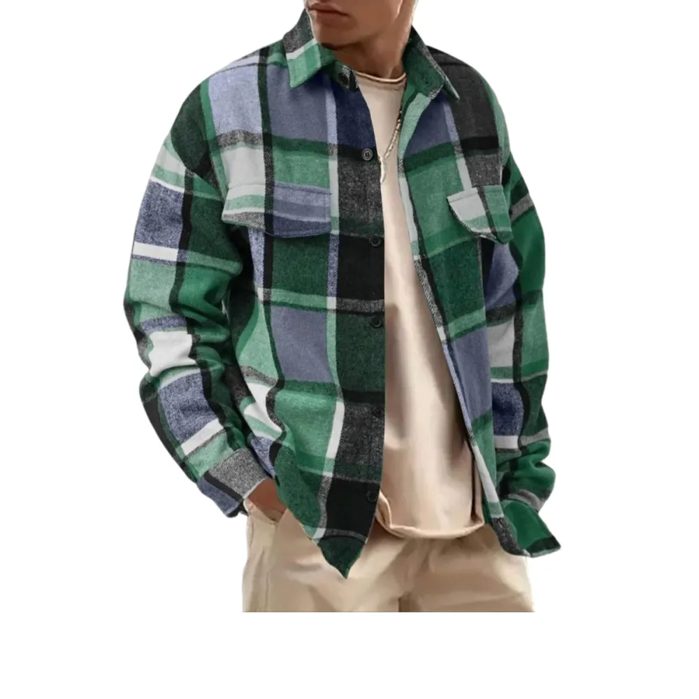 Men's Casual Loose-Fit Plaid Shirt