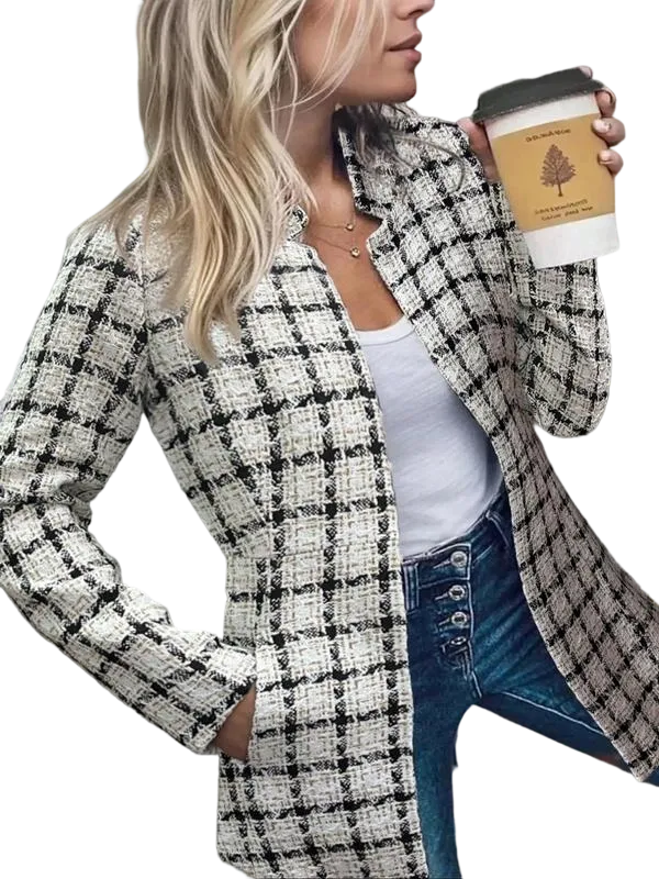 Women's Solid Color Pocket Long Sleeve Open Front Coat