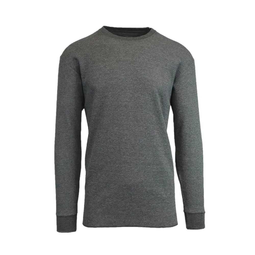 Men's Waffle-Knit Long Sleeve Crew Neck Shirts