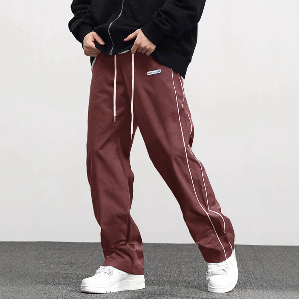 Solid Color Trousers with Drawstring for Men Suitable for Various Occasions