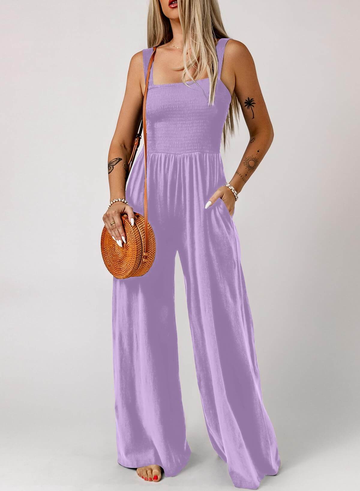 🔥Women's Sleeveless Jumpsuit with Pockets and adjustable straps/🎯Made in USA