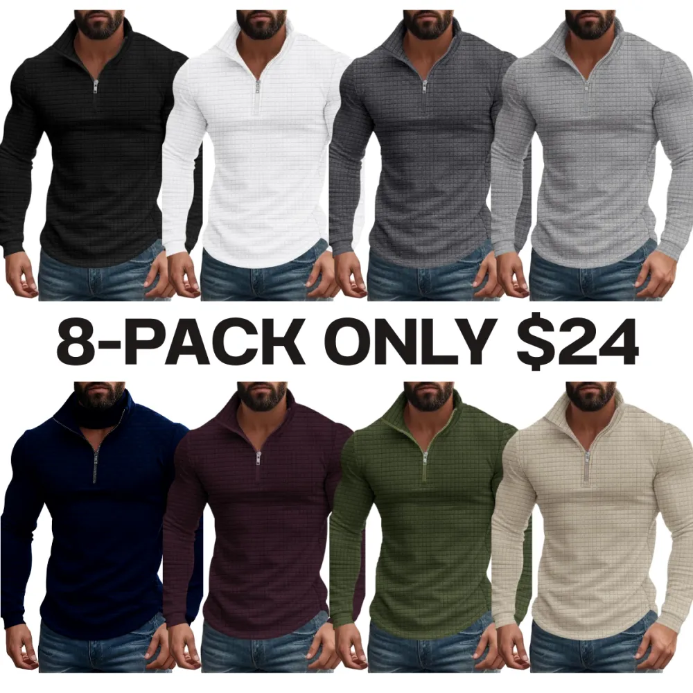Men's Regular Fit Plain Half Zip Up Sweatshirt