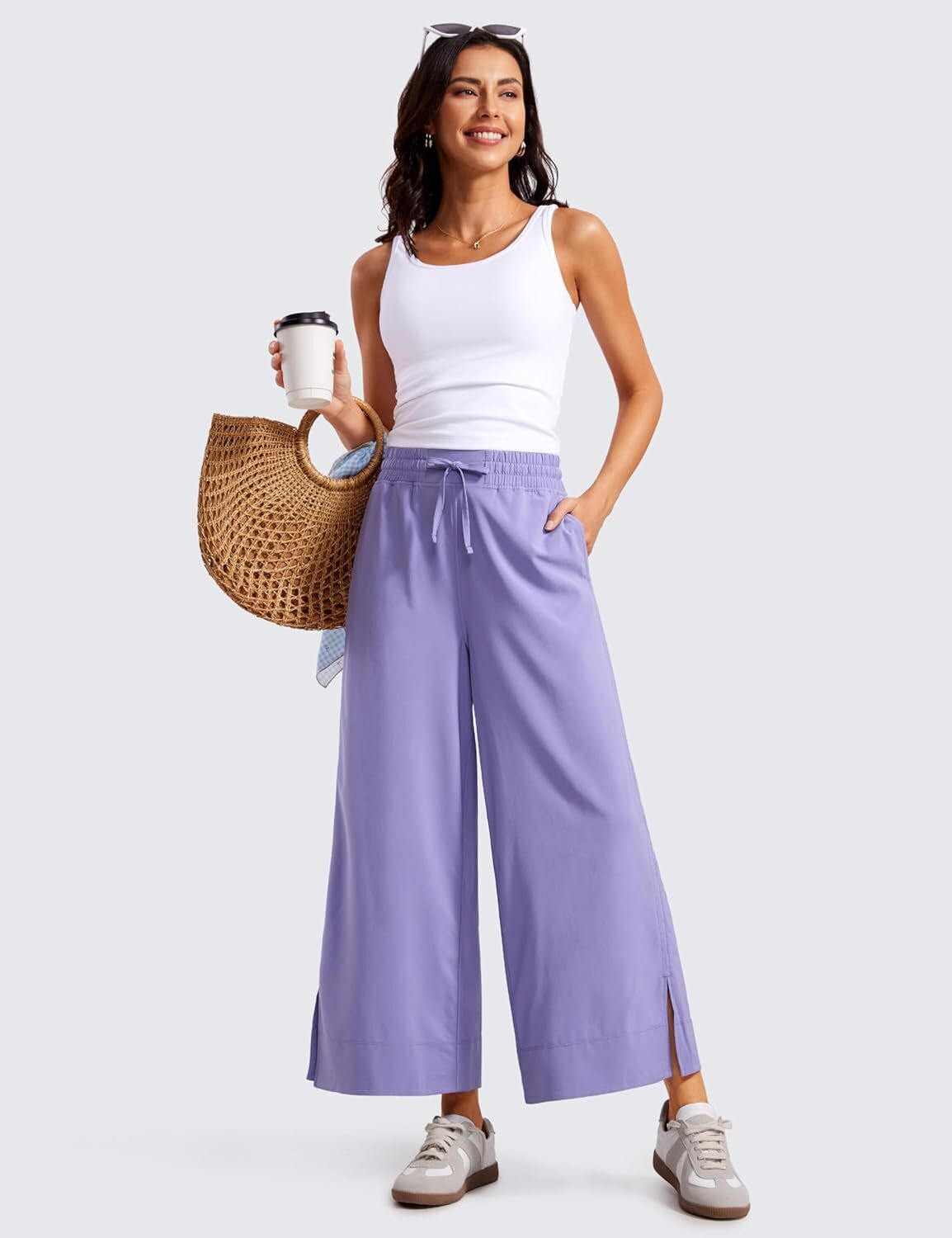 Lightweight Wide Leg Cropped Pants for Women 25