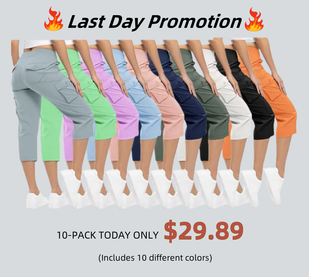 FINAL SALE💝6 Packs for $24.89💝Multi-Pocket Capri Cargo Pants