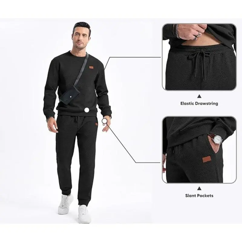 Clearance sale! Men's Casual Tracksuit Lounge Set | Soft Cotton French Terry Hooded Sweatshirt & Sweatpants