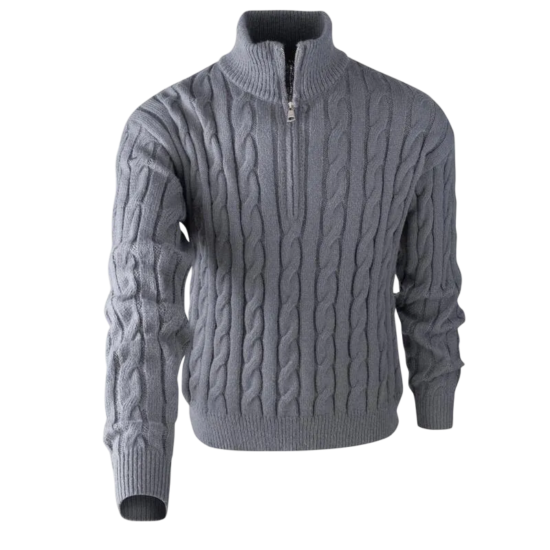 Men's Solid Color Quarter Zip Knit Sweater
